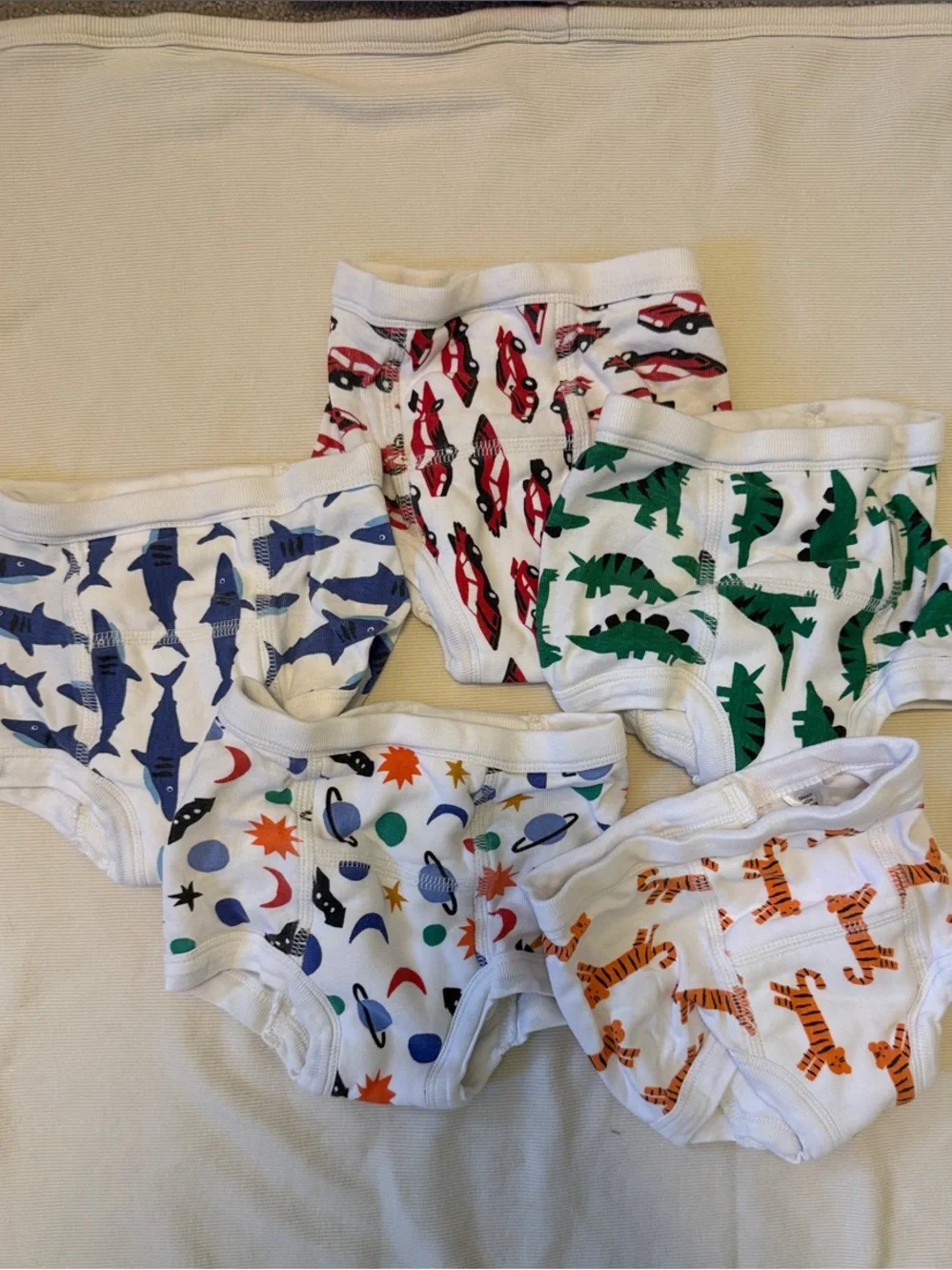 Hanna Andersson Printed Cotton Training Briefs - White with Multicolor Designs